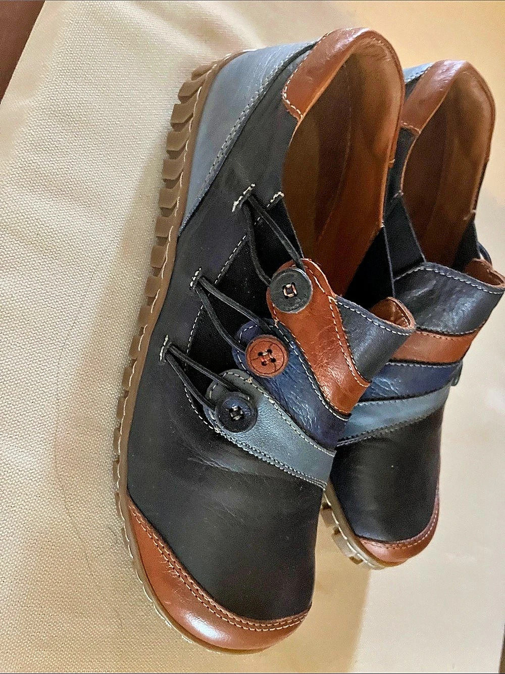 Spring Step Neeta Color Block Sneakers Black & Brown US 6.5-7